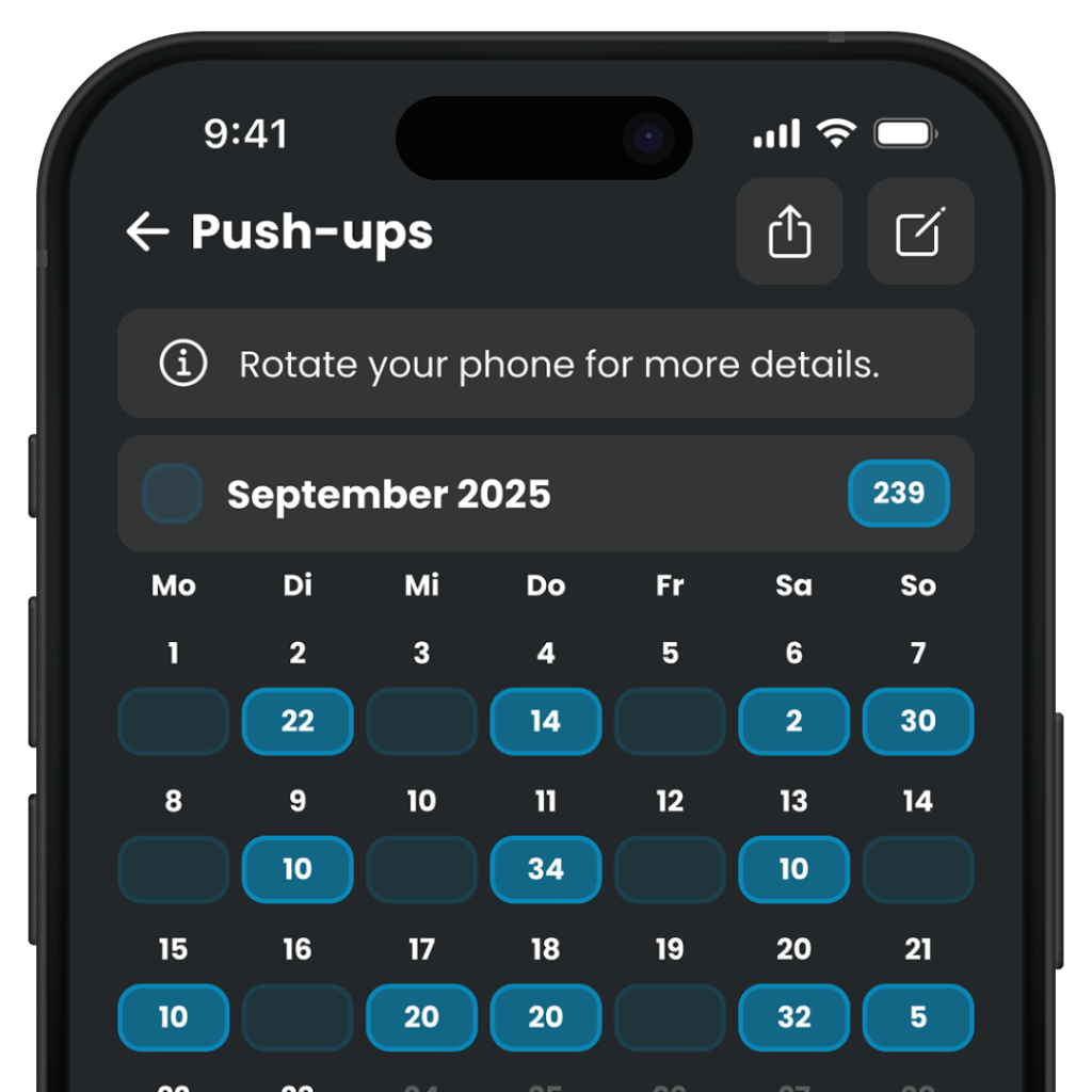 Mockup of Nexter Habit Tracker with a weekly and monthly habit summary.