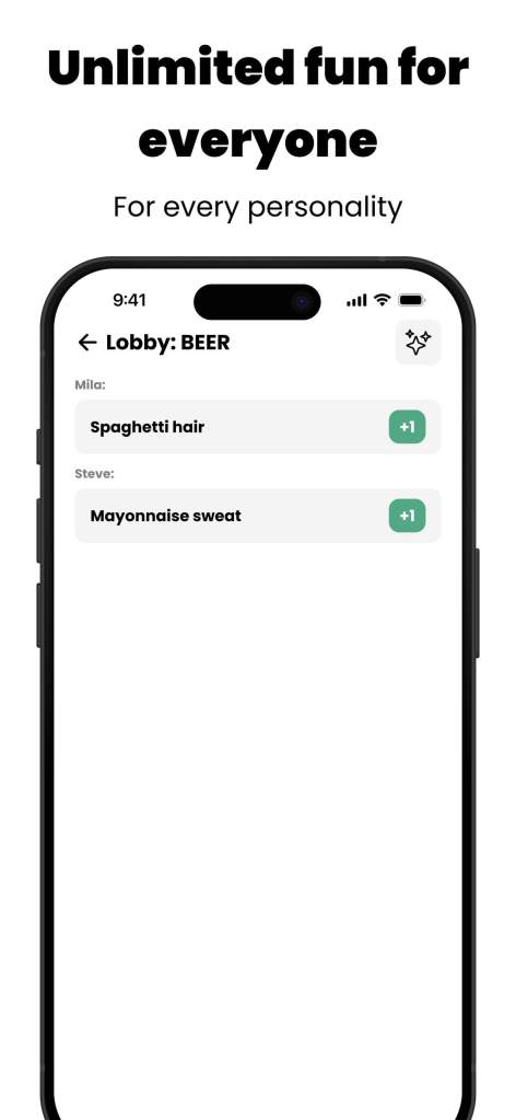 Result view of the Roved party game app with an assigned task for a player