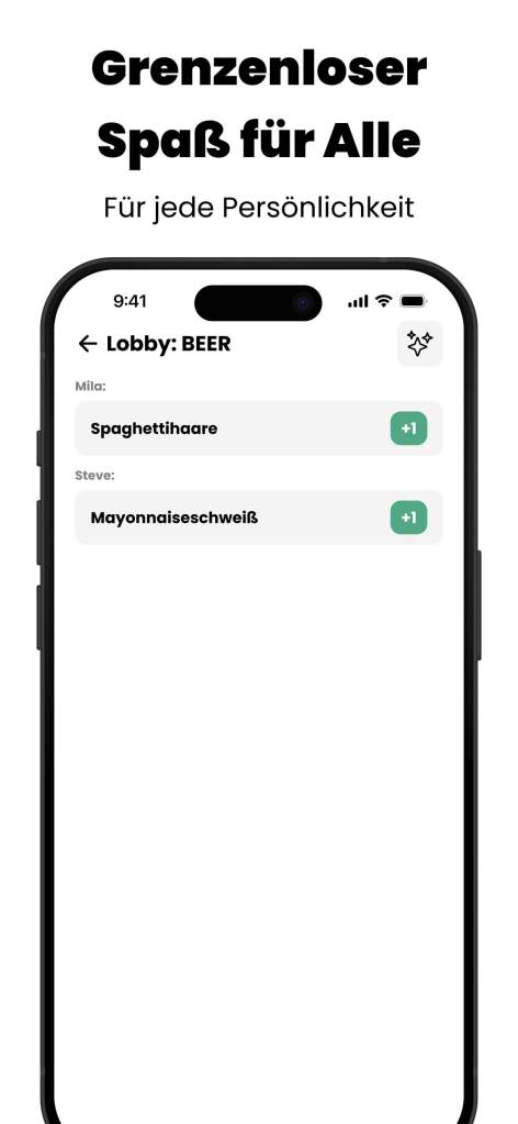 Ergebnisansicht der Partyspiel-App Roved mit zugewiesener Aufgabe für einen Spieler