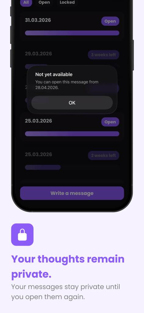 Your messages stay private and locked. Capsy securely stores your letters until the moment you choose arrives.